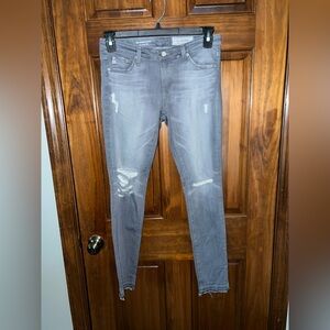 AG Adriano Goldschmied Gray Distressed Women Jeans